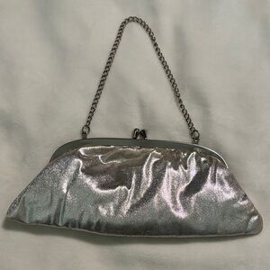 Vintage 70's Silver Shimmer Evening Clutch